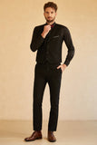 Black Red Shawl Lapel Men's 3 Piece Prom Suits