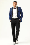 One Button White Shawl Lapel Jacquard Men's Formal Blazer