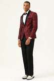 One Button White Shawl Lapel Jacquard Men's Formal Blazer