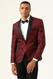 One Button White Shawl Lapel Jacquard Men's Formal Blazer