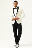 One Button Red Shawl Lapel Jacquard Men's Formal Blazer