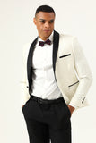 One Button Red Shawl Lapel Jacquard Men's Formal Blazer