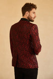 Red Shawl Lapel Jacquard One Button Men's Prom Blazer