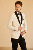 Blue Shawl Lapel Jacquard Men's Prom Blazer