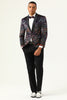 Load image into Gallery viewer, One Button Black Jacquard Shawl Lapel Men&#39;s Prom Blazer