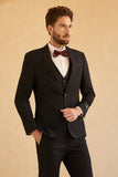 Notched Lapel Single Button Black Wedding Suits For Men