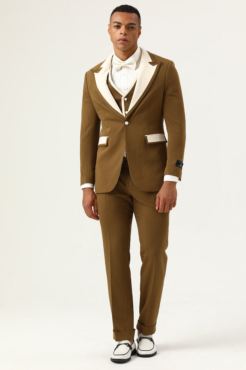 Load image into Gallery viewer, Brown Peak Lapel Single Button Men&#39;s Formal Suits