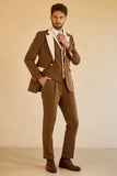 Peak Lapel Single Button Brown Men's Wedding Suits