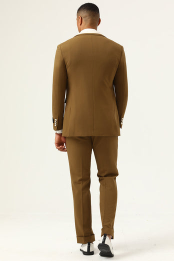 Brown Peak Lapel Single Button Men's Formal Suits
