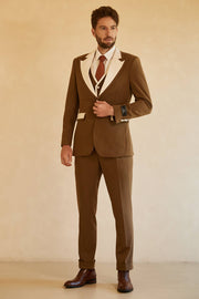 Peak Lapel Single Button Brown Men's Wedding Suits