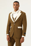 Brown Peak Lapel Single Button Men's Formal Suits