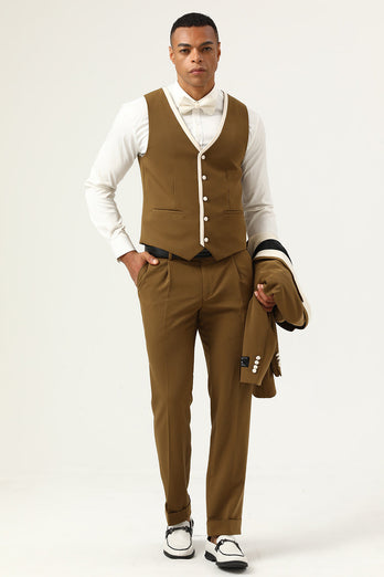 Brown Peak Lapel Single Button Men's Formal Suits
