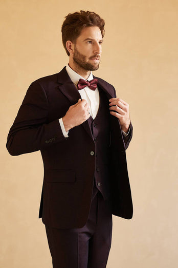 Notched Lapel Single Button Men's Suits for Wedding
