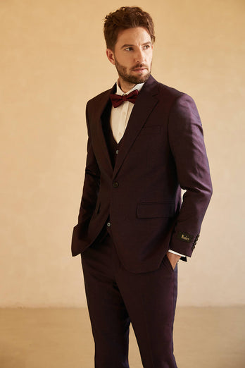 Notched Lapel Single Button Men's Suits for Wedding