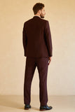 Peak Lapel Single Button Burgundy Men's Wedding Suit