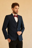 Peak Lapel Navy Wedding Men Suit