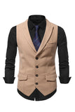 Peak Lapel Single Breasted Woolen Men's Vest