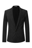 Grey Knitted Notched Lapel Men's Blazer