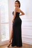 Load image into Gallery viewer, Sheath Sweetheart Black Formal Dress with Split Front