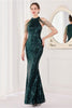 Load image into Gallery viewer, Mermaid Halter Dark Green Sequins Long Formal Dress