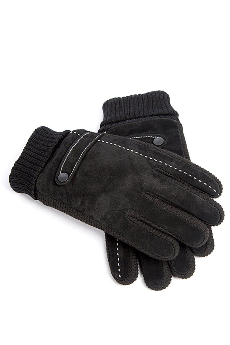 Load image into Gallery viewer, Black Pigskin Fleece Gloves For Men