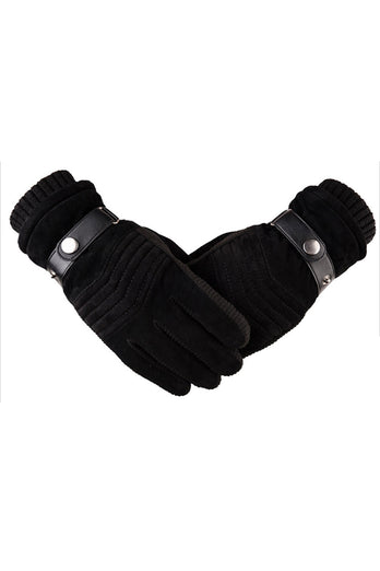 Brown Full-Hand Fleece Warm Winter Men's Gloves
