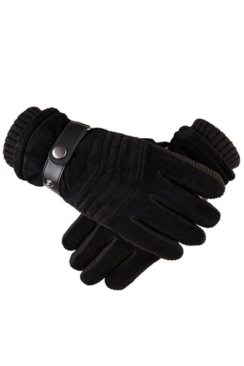 Brown Full-Hand Fleece Warm Winter Men's Gloves