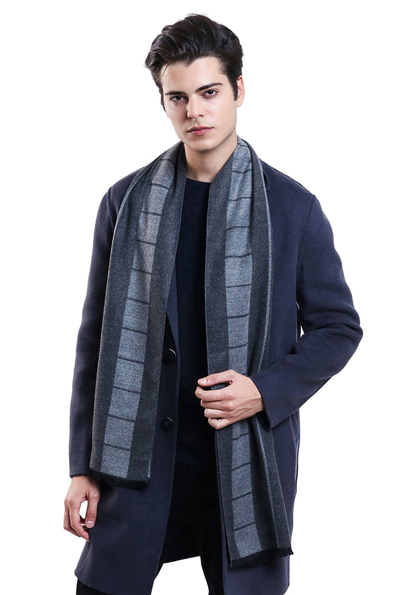 Load image into Gallery viewer, Navy Plaid Soft Warm Winter Scarf For Men