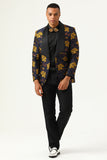 Yellow Flower Shawl Lapel Jacquard Men's Formal Blazer