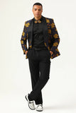 Yellow Flower Shawl Lapel Jacquard Men's Formal Blazer