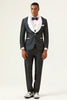 Load image into Gallery viewer, Navy Polka Dots Shawl Lapel 3 Piece Men&#39;s Formal Suits