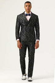 Black Plaid Double Breasted 2 Piece Men's Suits