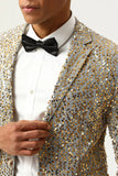 Sparkly Champagne Sequins Notched Lapel Men's Formal Blazer