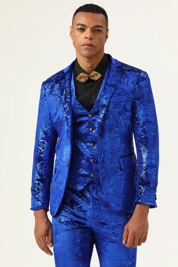 Sparkly Royal Blue Sequins 3 Piece Men's Formal Suits