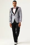 Glitter Grey Peak Lapel Men's Formal Blazer