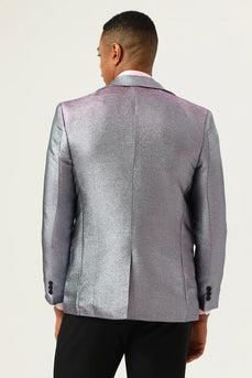 Glitter Grey Peak Lapel Men's Formal Blazer
