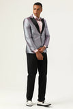 Glitter Grey Peak Lapel Men's Formal Blazer