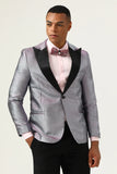 Glitter Grey Peak Lapel Men's Formal Blazer