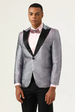 Glitter Grey Peak Lapel Men's Formal Blazer