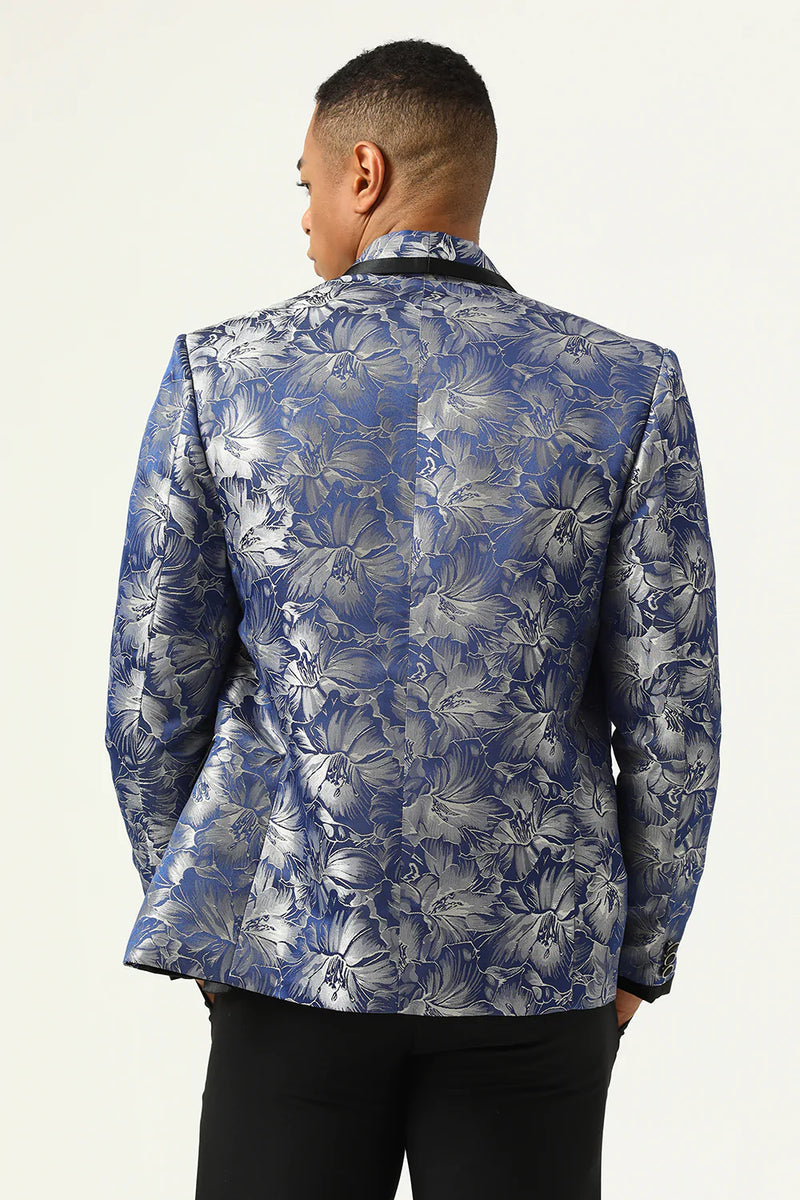 Load image into Gallery viewer, Blue Jacquard Shawl Lapel Men&#39;s Formal Jacket