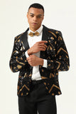 Sparkly Black and Golden Sequins Men's Formal Blazer