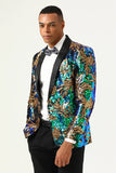 Sparkly Dark Green Sequins Men's Formal Blazer