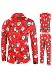 Red Snowman Printed 3 Piece Christmas Party Men's Suits