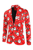 Red Snowman Printed 3 Piece Christmas Party Men's Suits