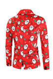 Red Snowman Printed 3 Piece Christmas Party Men's Suits