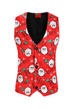 Red Snowman Printed 3 Piece Christmas Party Men's Suits