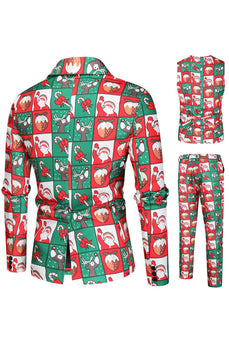 Red and Green 3 Piece Christmas Party Men's Suits