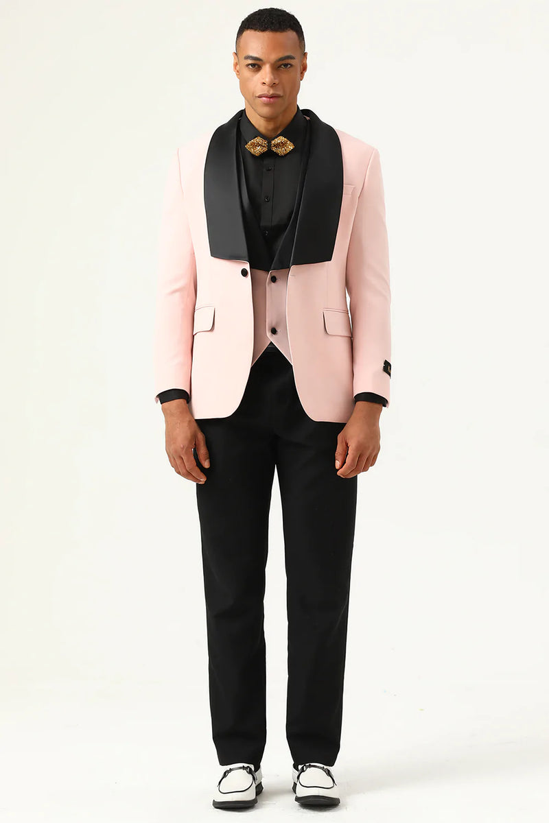 Zapaka Pink Shawl Lapel One Button 3 Piece Men's Formal Suits – ZAPAKA AU