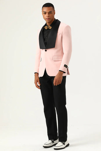 Pink Shaw Lapel 3 Piece Men's Formal Suits