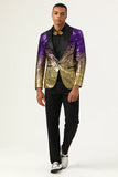 Sparkly Purple and Golden Sequins Men's Formal Blazer